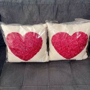 Heart Sparkling Beaded Motif Accent Pillows